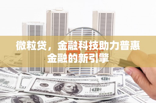 港闸微粒贷，金融科技助力普惠金融的新引擎